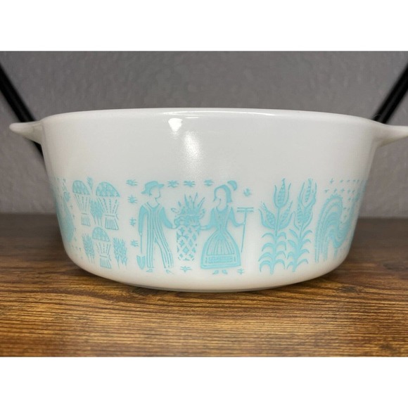 Set of 3 Vintage Pyrex Turquoise Amish Butterprint Dishes #472 #501 - Picture 13 of 16
